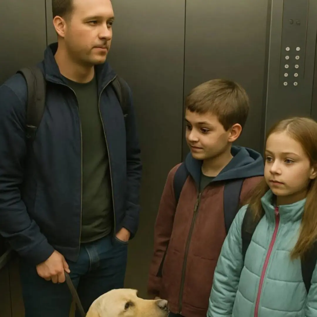My younger sister and I were going up the elevator when a strange dog put its paws on my sister and started barking: we were horrified when we realized the reason