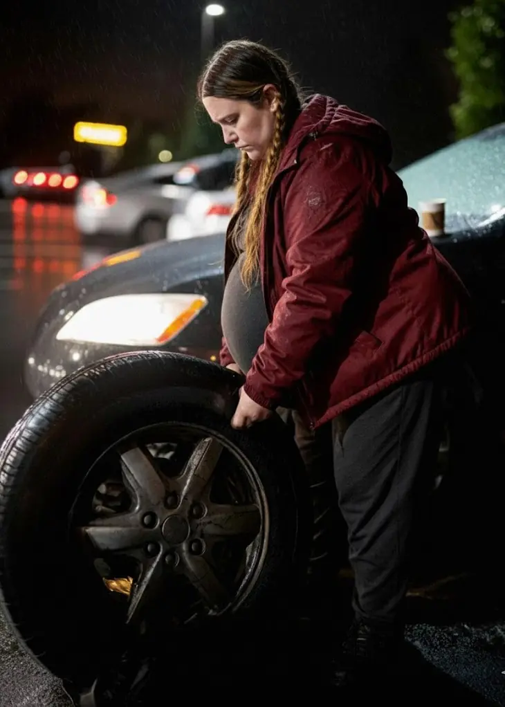 Eight Months Pregnant and Left Alone on a Rainy Road: A Night That Changed Everything