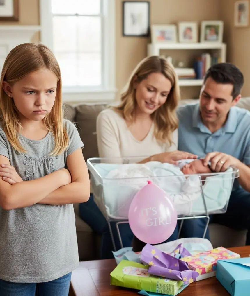 She Stood Alone While Her Parents Celebrated the New Baby — The Photo That Sparked a Debate About Forgotten Children