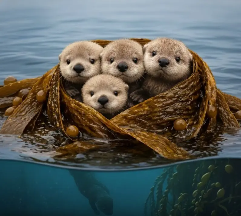 Sea Otter Mothers Use Kelp Blankets to Protect Their Pups