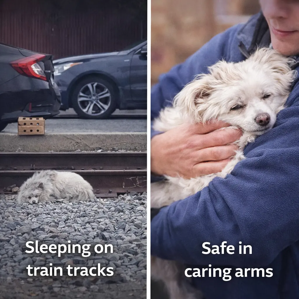 Stray Dog Sleeping On Train Tracks Hoping To Be Noticed Finally Gets The Love He Deserved
