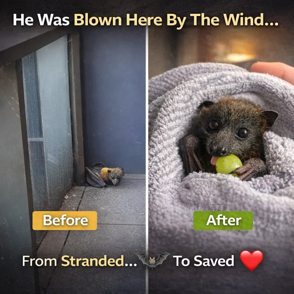 Heard Banging On An Empty Balcony — Then They Found A Baby Bat Who Shouldn’t Have Been There