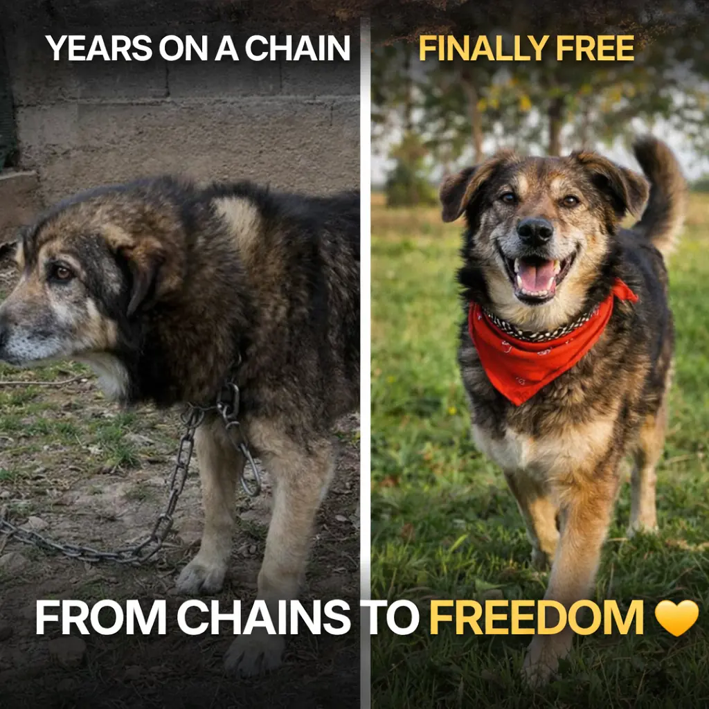 Senior Dog Spent His Entire Life on a Chain — Until One Woman Changed Everything