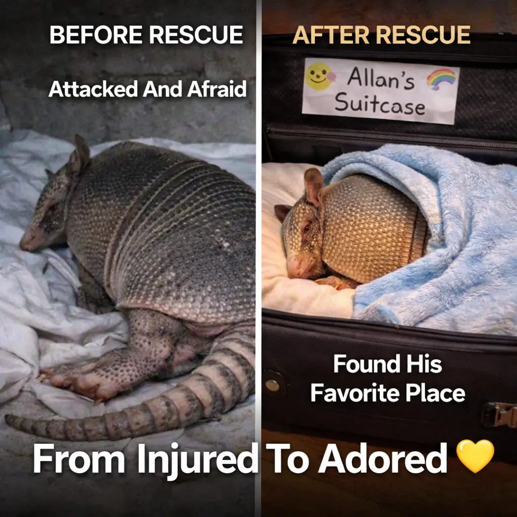 Rescued Armadillo Keeps Climbing Into Suitcase — And The Reason Is Too Sweet