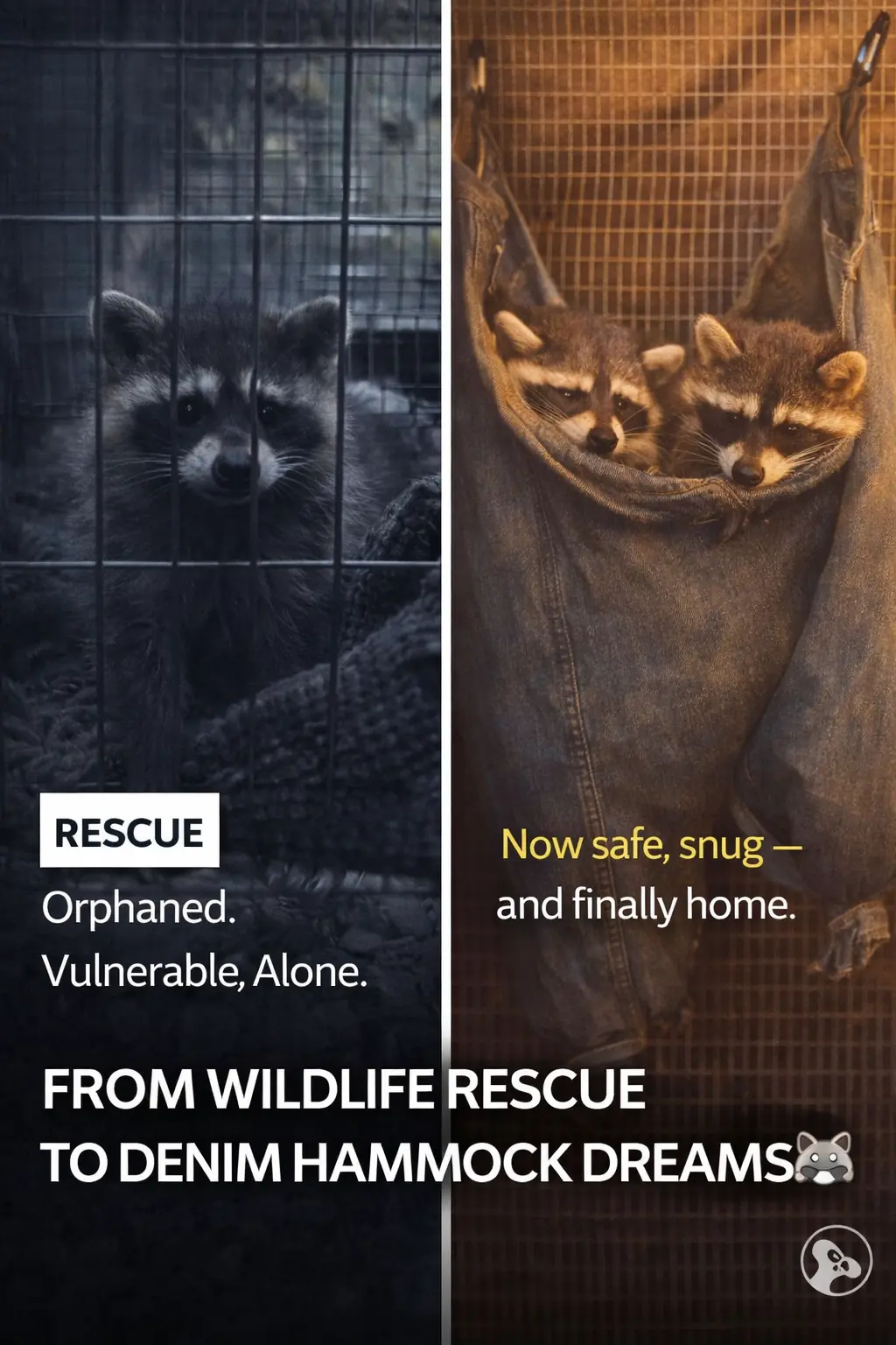 Rescued Baby Raccoons Turn Old Jeans Into Cozy Hammocks — And Their Journey To Freedom Is Even Sweeter