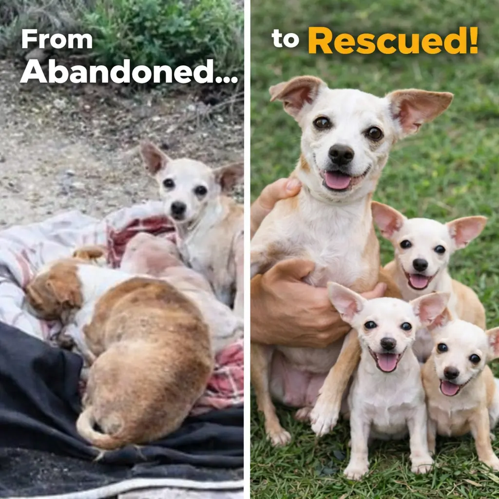 Farmworker Spots A Tiny Dog Family Abandoned In The Middle Of Nowhere — What He Does Next Saves Their Lives