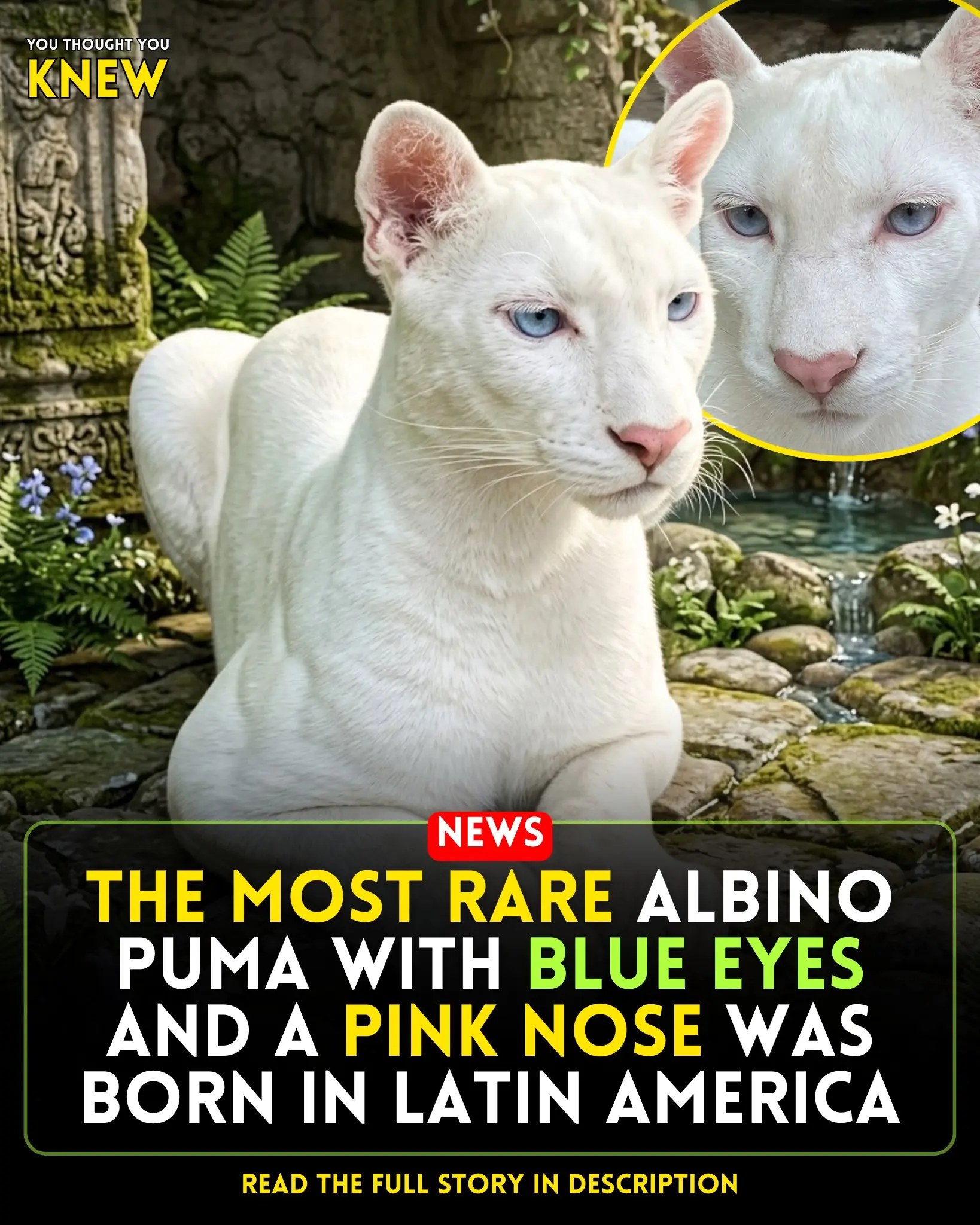 A Rare Albino Puma Is Born in Latin America, Captivating the World