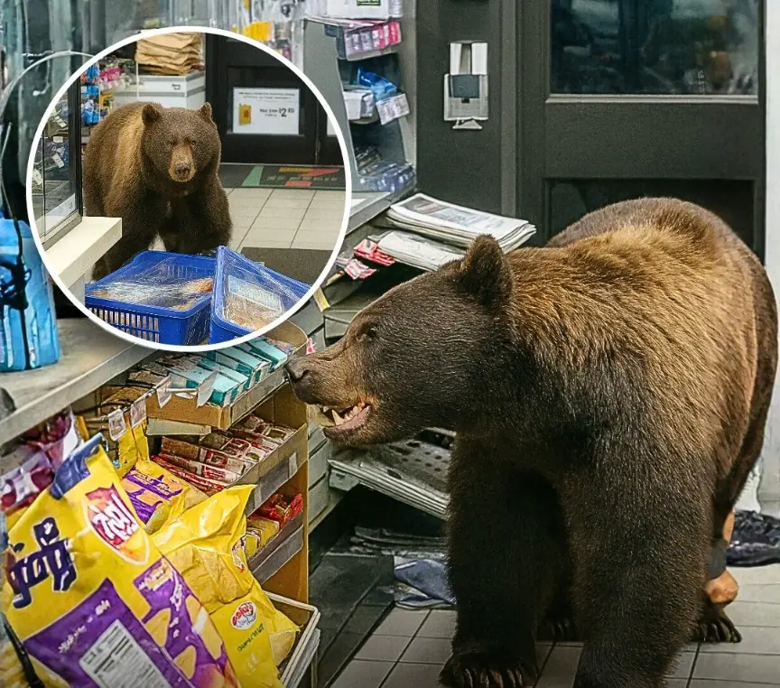 A Bear Casually Walked Into a 7-Eleven, Grabbed Snacks, and Left Like It Owned the Place