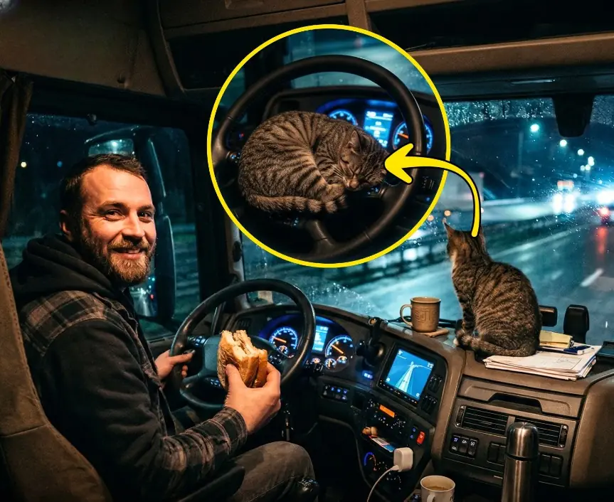 A Lonely Truck Driver Stopped for Gas… and Found a Tiny Kitten That Changed His Entire Life
